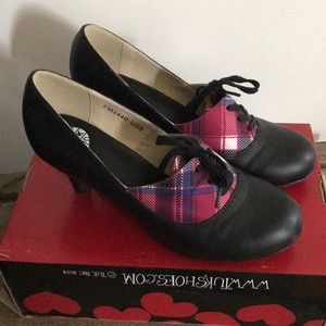 TUK plaid retro heels